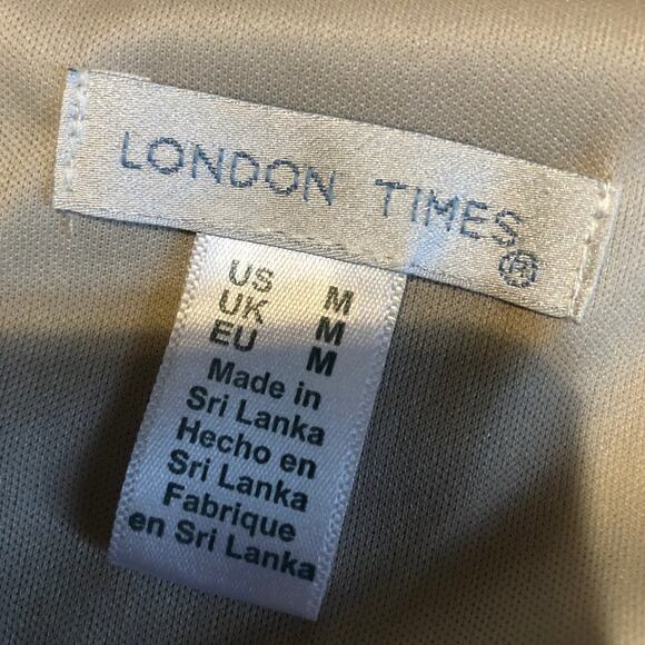 London Times Linen Blend Sleeveless Romper Tortoise Rings Belted M Quiet Luxury - Picture 8 of 10